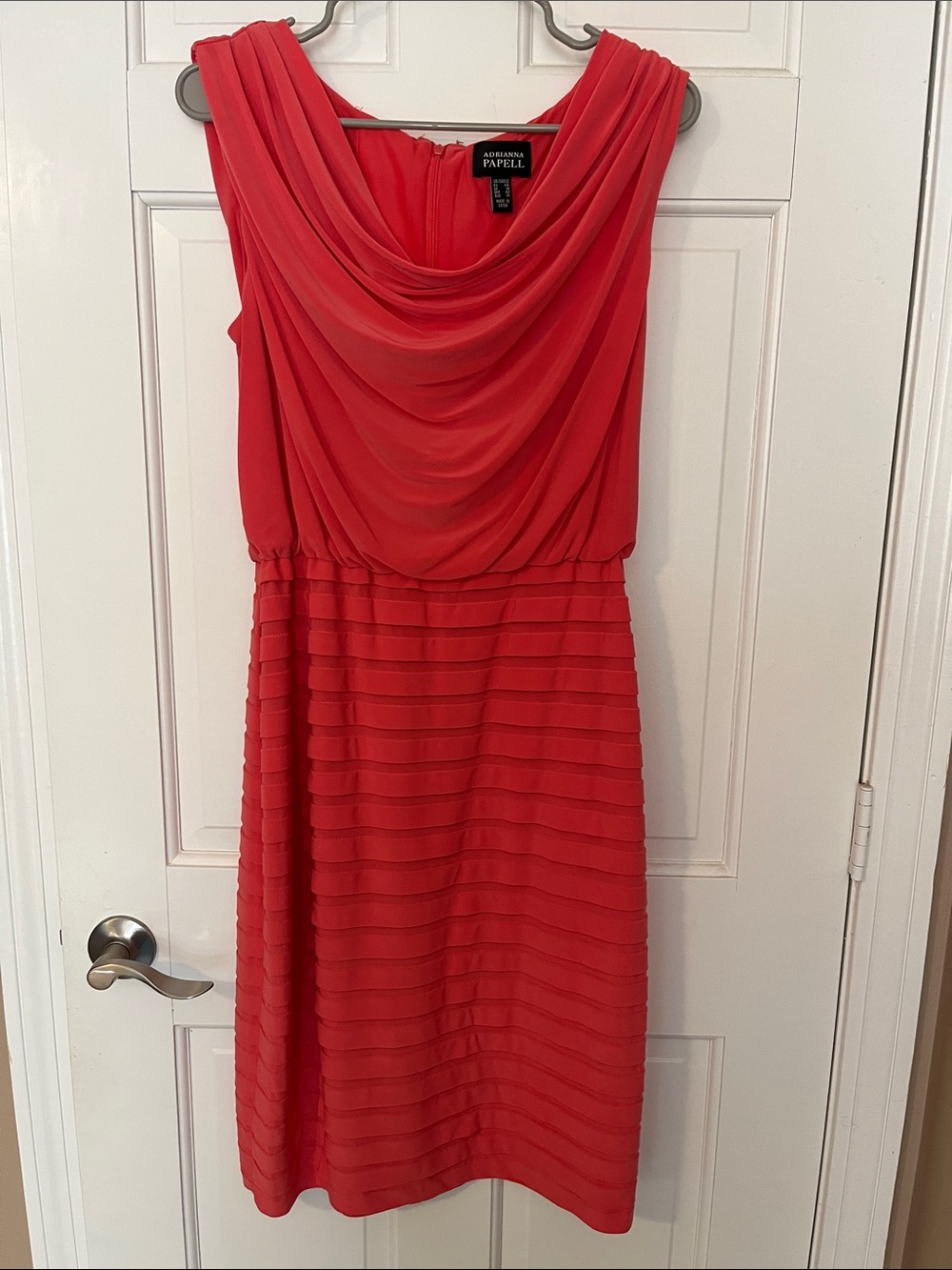 Adrianna Papell Coral Sleeveless Cowl Neck Dress